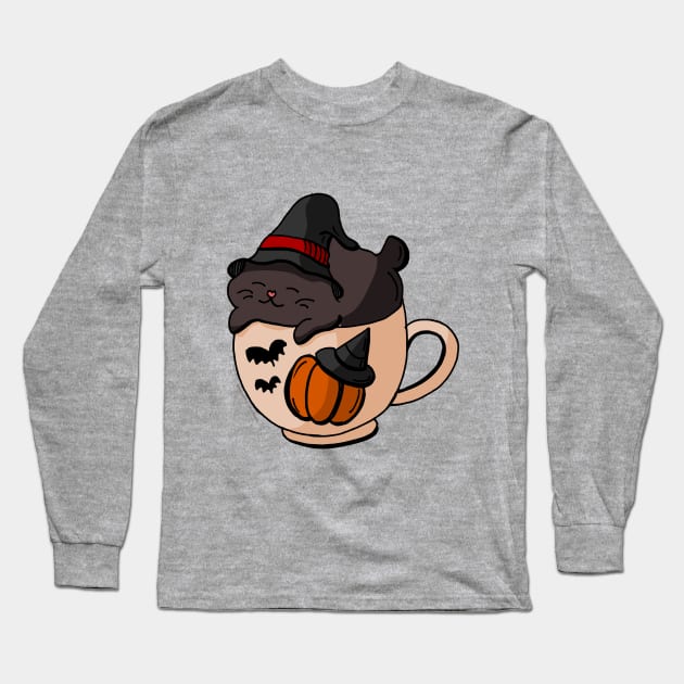 Cute Kittens - Halloween Coffee Long Sleeve T-Shirt by ThaisMelo